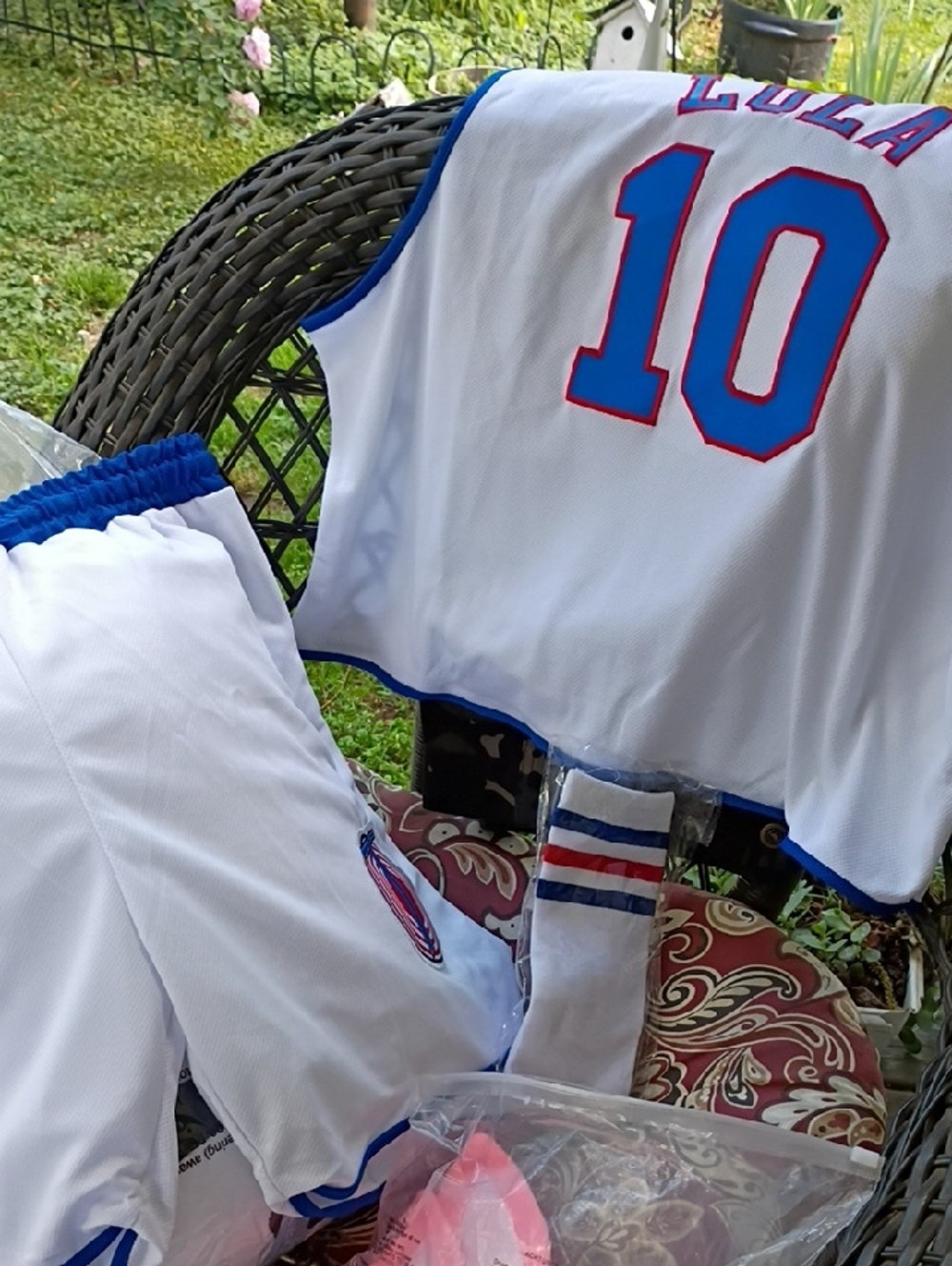 Kids White and Blue Basketball Matching Set with Number 10 With Matching Socks